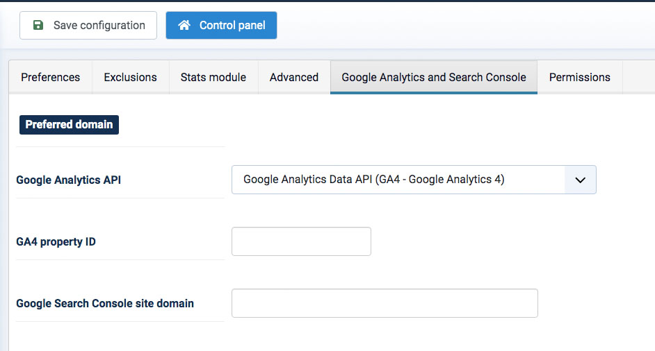 Google Analytics configuration